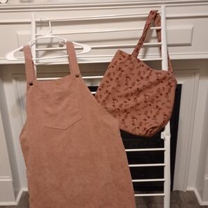 Pink Corduroy Jumper With Tote